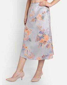 floral print a-line skirt