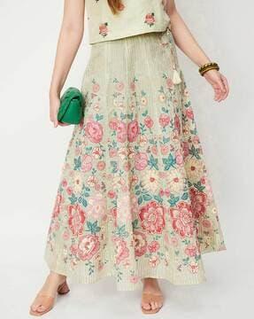 floral print a-line skirt