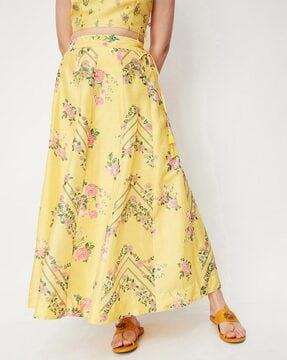 floral print a-line skirt