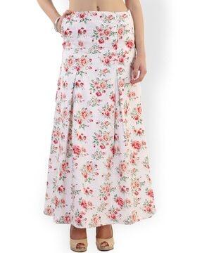 floral print a-line skirt