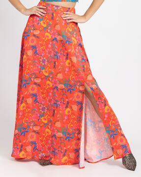 floral print a-line skirt