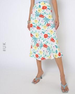 floral print a-line skirt