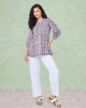 floral print a-line tunic