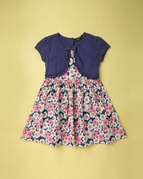 floral print a-line twofer dress