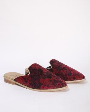 floral print almond-toe slip-on mules