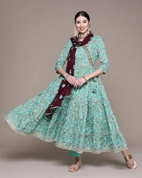 floral print anarkali kurta set