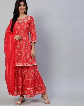 floral print anarkali kurta set