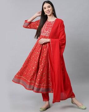 floral print anarkali kurta set