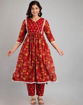 floral print anarkali kurta set