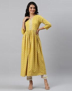 floral print anarkali kurta set