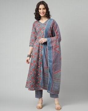 floral print anarkali kurta set