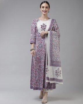 floral print anarkali kurta set