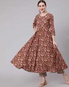 floral print anarkali kurta set