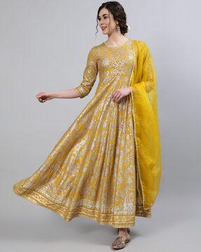 floral print anarkali kurta set