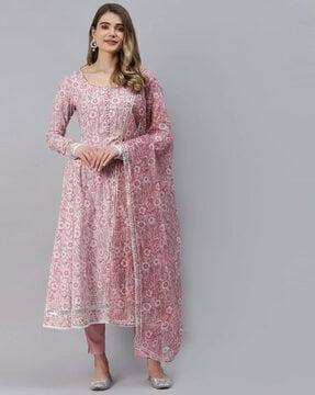 floral print anarkali kurta set