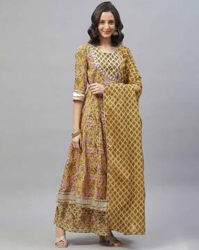 floral print anarkali kurta set