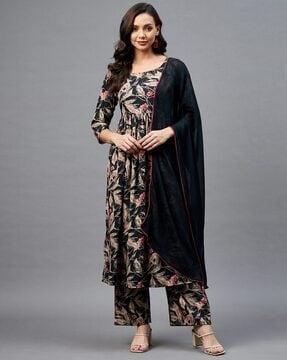 floral print anarkali kurta set