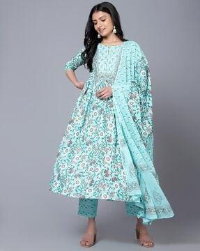 floral print anarkali kurta set