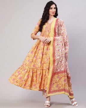 floral print anarkali kurta set