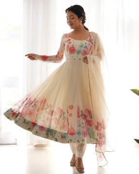 floral print anarkali kurta set