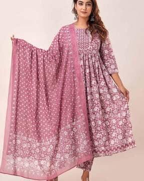 floral print anarkali kurta set