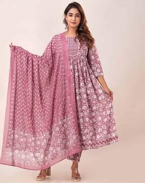 floral print anarkali kurta set