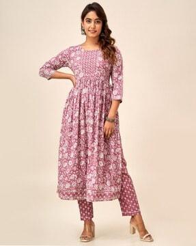 floral print anarkali kurta set