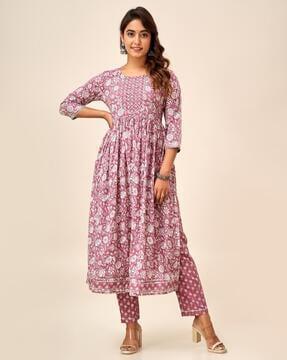 floral print anarkali kurta set