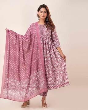 floral print anarkali kurta set