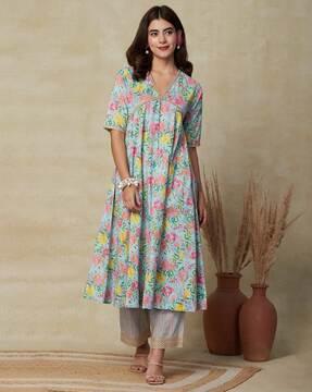 floral print anarkali kurta set