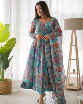 floral print anarkali kurta set