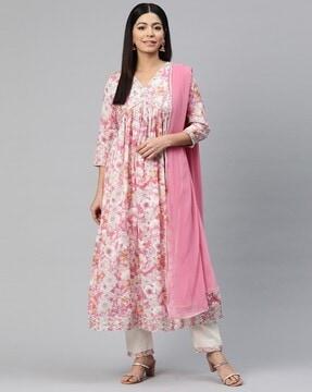 floral print anarkali kurta set