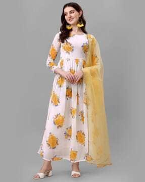 floral print anarkali kurta set