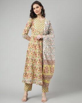 floral print anarkali kurta set