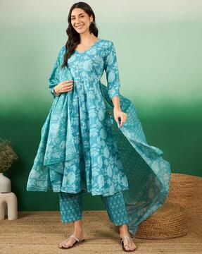 floral print anarkali kurta set