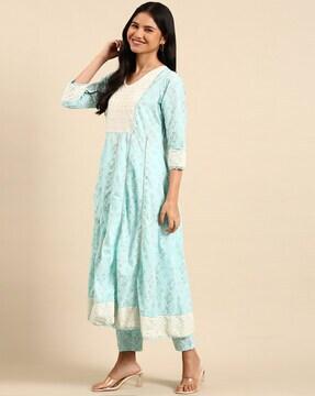 floral print anarkali kurta suit set