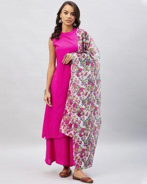 floral print anarkali kurta suit set