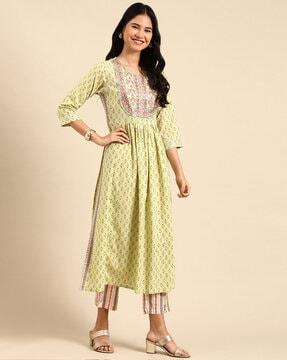 floral print anarkali kurta suit set