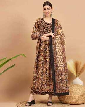 floral print anarkali kurta suit set