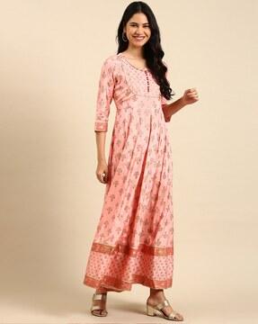 floral print anarkali kurta with dupatta