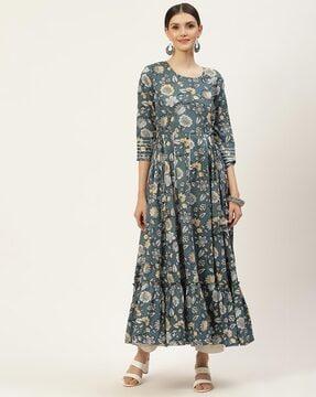 floral print anarkali kurta