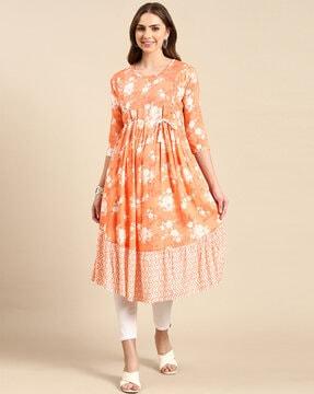 floral print anarkali kurta