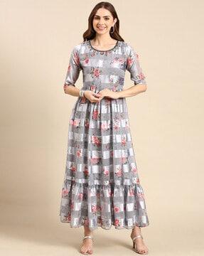 floral print anarkali kurta