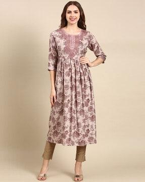 floral print anarkali kurta