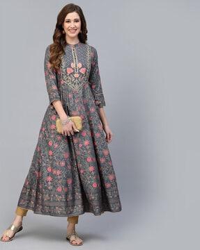 floral print anarkali kurta