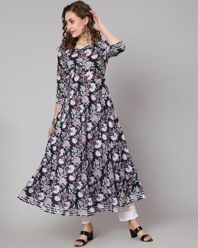 floral print anarkali kurta