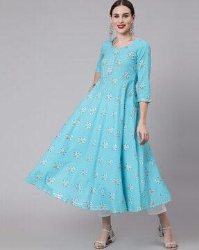 floral print anarkali kurta