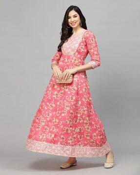 floral print anarkali kurta