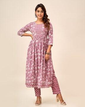 floral print anarkali kurta