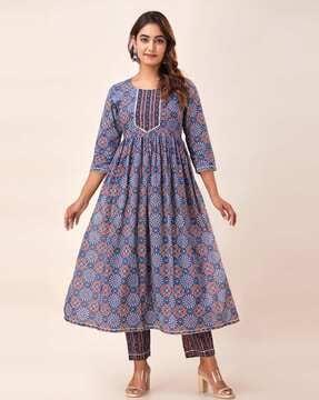 floral print anarkali kurta